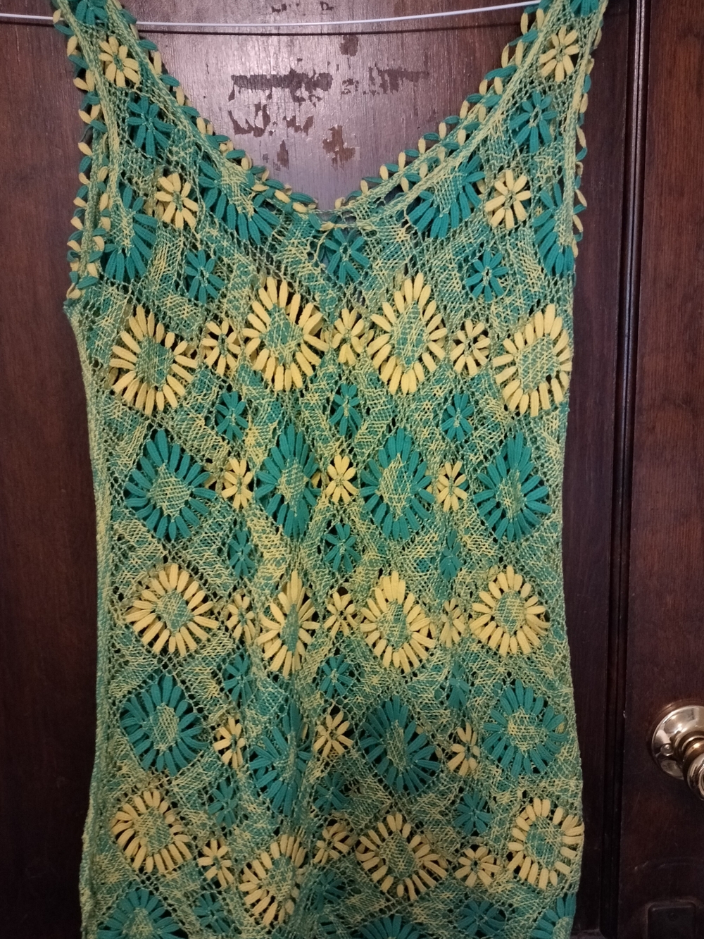 Green and Yellow Crochet Tank Top